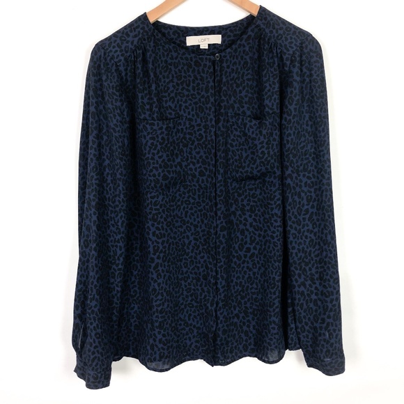 LOFT Tops - LOFT Navy Cheetah Print Buttondown Shirt